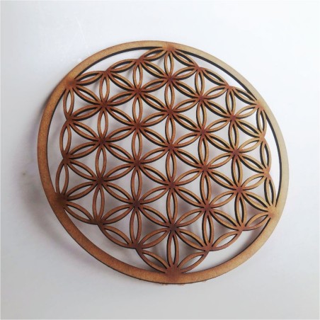 Figura simbolo flor de la vida madera